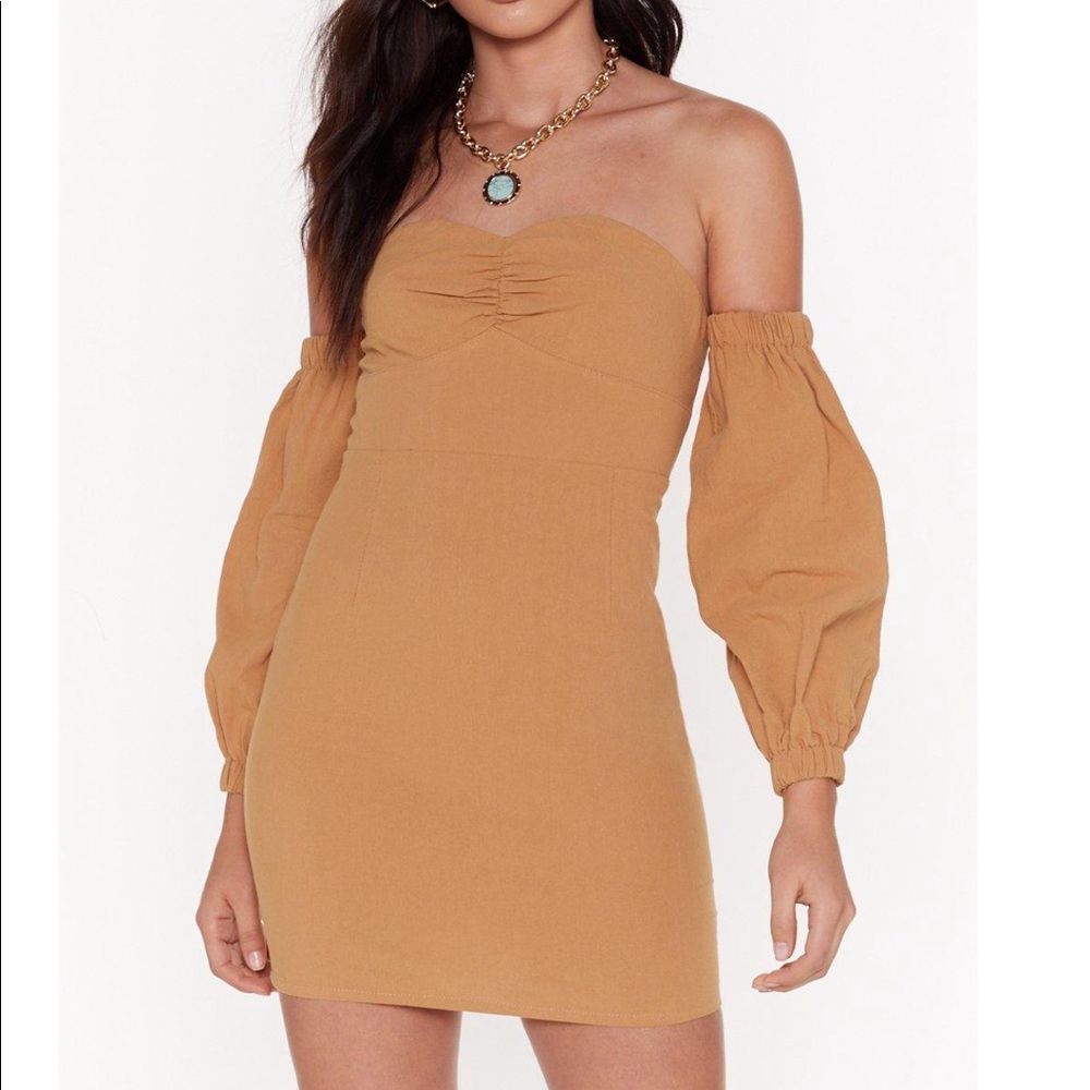 NWT Nasty Gal Off the Shoulder Puff Dress